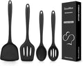 4 Pcs Silicone Kitchen Utensils Set, Wok Spatulas-Slotted Turner-Cooking Spoon-Slotted Spoon, Nonstick BPA Free High Heat Resistant Cooking Utensils for Frying, Mixing, Serving, Draining, Stirring