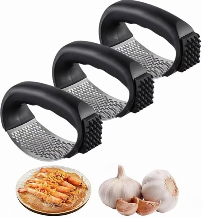 Premium Stainless Steel Garlic Press - Ergonomic Manual Crusher for Fast Garlic Slicing, Dishwasher Safe, Compact Size, Ideal for Home & Travel (3)