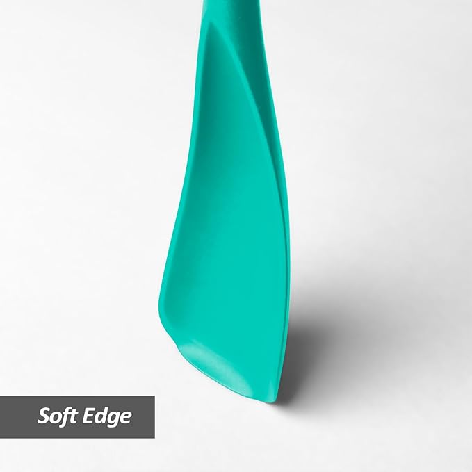 Silicone Spatula Spoon, Great for Both Cooking and Serving Durable BPA-Free Matte Black Silicone, Seamless Design, Safe for Nonstick Cooking Surfaces, 2-Pcs, Teal