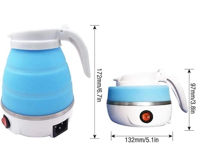 UpdateClassic Travel Portable Foldable Electric Kettle, 0.6L Small Collapsible Hot Water Boiler For Coffee Tea (Blue)