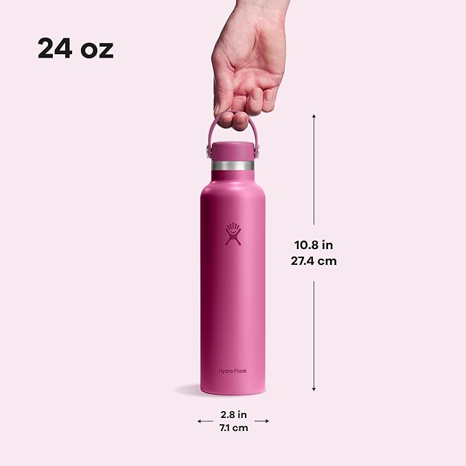 Hydro Flask Water Bottle - Insulated Stainless Steel - Non Spill, Leakproof in 24 Oz Reef Pink