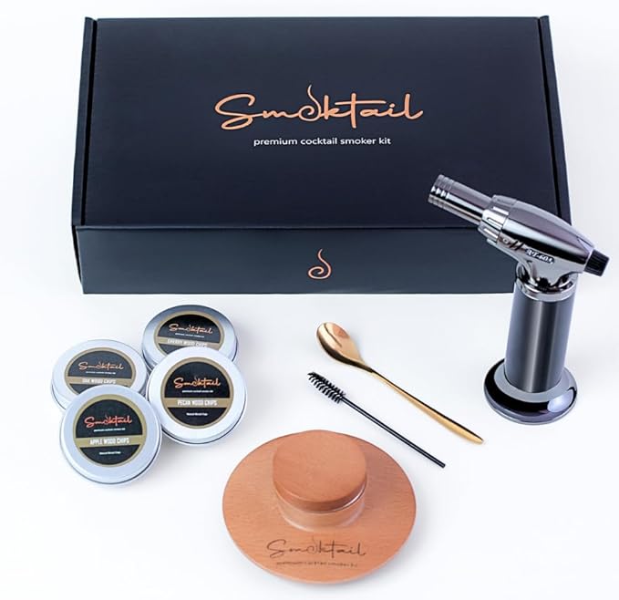 Cocktail Premium Smoker Kit by Smoktail - Premium Bourbon Smoker Kit for Crafting Exquisite Smoky Cocktails for Men and Women - Experience Blend of Bourbon and Smoke (Without Butane)