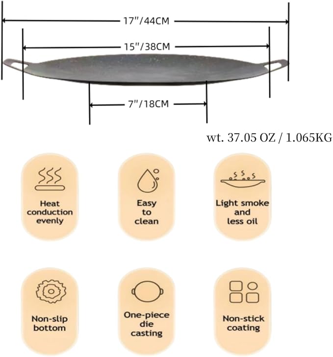 Grill pan,grill pan for indoor cooking,grill pans for stove tops,15" Round BBQ Griddle for Induction,Gas Stove, Electric Cooktop, Indoor or Outdoor Grilling.