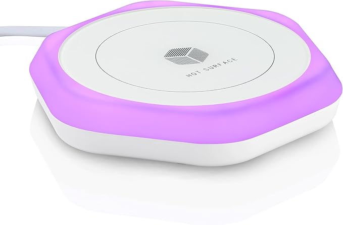 Smart Beverage Heating Plate Candle Wax Cup Warmer Electric Thermostat Coaster for Hot Coffee Milk Tea Water Cocoa Desk Home Office Use Christmas Birthday Gift Auto Shut Off White