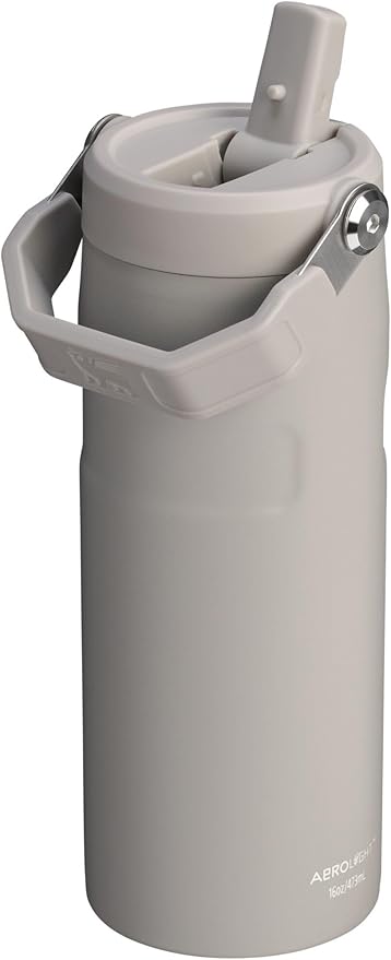 STANLEY IceFlow Flip Straw 2.0 Water Bottle 16 OZ | Built-In Straw with Larger Opening | Lightweight & Leak-Resistant | Insulated Stainless Steel | BPA-Free | Ash