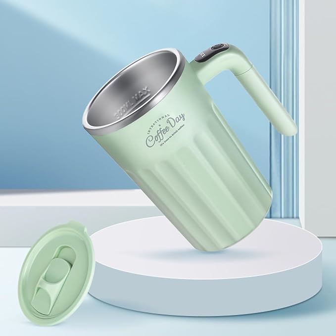 Self Stirring Mug,Self Stirring Coffee Mug,Suitable for Coffee, Milk, Cocoa and Other Beverages (Matcha Green-temperature, 12 Ounces)