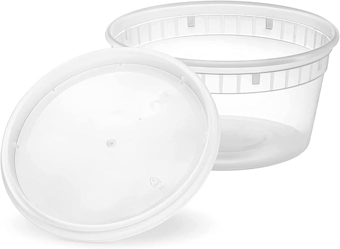 Mr Miracle 8OZ Deli Containers with Lids - 24 Pack of 8 oz Clear Airtight Reusable Plastic Food and Multi-Purpose Deli Containers - Microwave, Freezer, and Dishwasher Safe