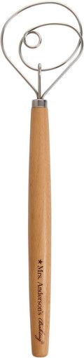Mrs. Anderson's Baking Dough Whisk 18/8 Stainless Steel Blade, 15-Inches, wood