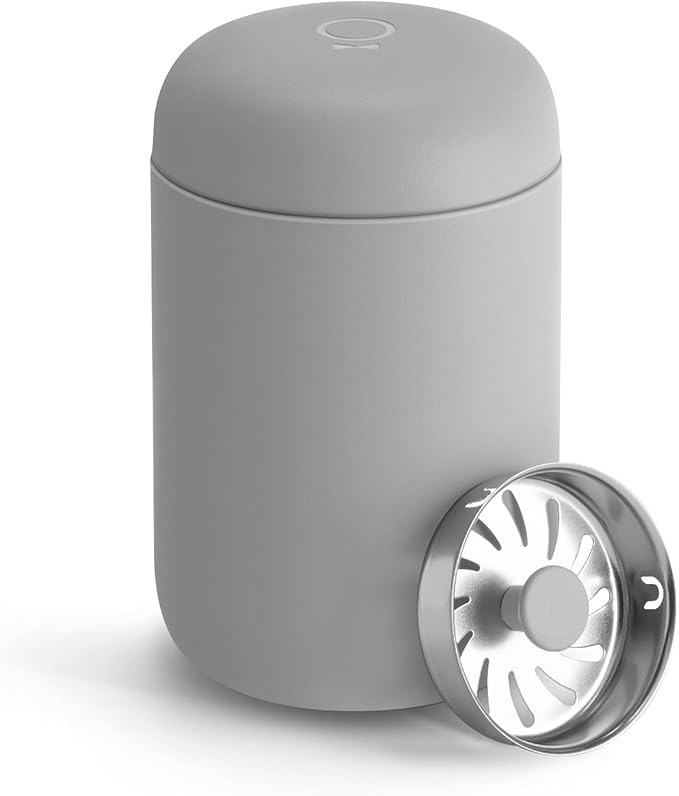 Fellow 8 oz Carter Move Travel Mug - Vacuum-Insulated Stainless Steel Travel Coffee Mug - Coffee Tumbler with Ceramic Interior and Splash Guard - Matte Grey