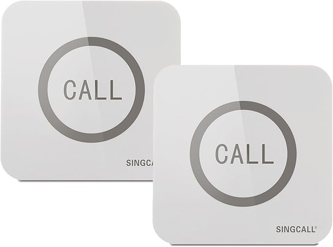 SINGCALL Restaurant Pager System Waiter Calling System Pagers and Beepers for Kitchen,Fast Food,Hotel,Restaurants,Cafe,Bar to Call Waiters 2 Waterproof Wireless Call Buttons