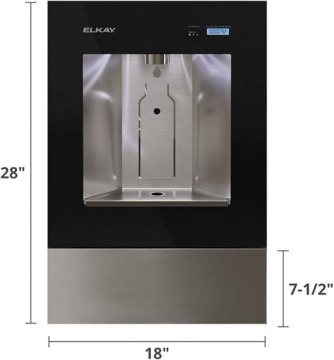 Elkay LBWD00C Liv Recessed Bottle Filling Station with Hands Free Operation and Filter - Midnight