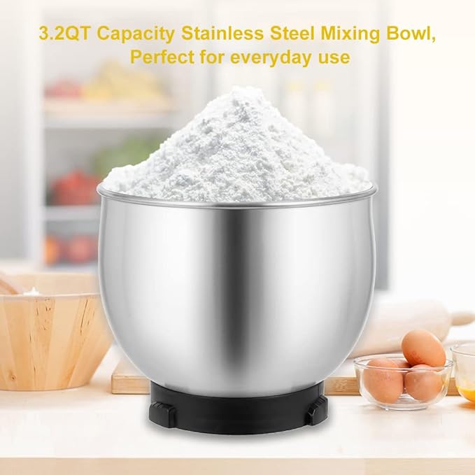 Kitchen in the box Stand Mixer,3.2Qt Small Electric Food Mixer,6 Speeds Portable Lightweight Kitchen Mixer for Daily Use with Egg Whisk,Dough Hook,Flat Beater (Pink)