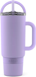 Ello Port 40oz Tumbler with Carry Loop & Integrated Handle, Vacuum Insulated Stainless Steel Reusable Water Bottle, Travel Mug with Leak Proof Lid & Straw, Perfect for Iced Coffee & Tea, Lilac