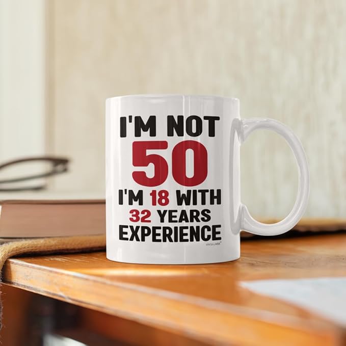 50th Birthday Mug, 1975 Vintage Coffee Cup for Women, Men, Her, Him, Best Fabulous Gift Idea for Wife, Husband, Mom, Dad, Sister, Friend Turning Fifty, Funny Gag Present, Happy 50 Year Old Celebration