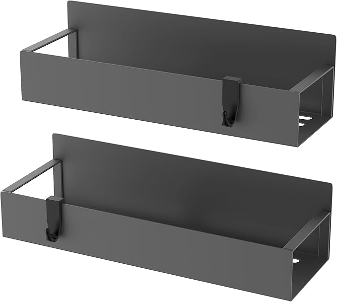 2 Pack Magnetic Spice Storage Rack Organizer for Refrigerator and Oven, Dark Gray Fridge Organizers and Storage