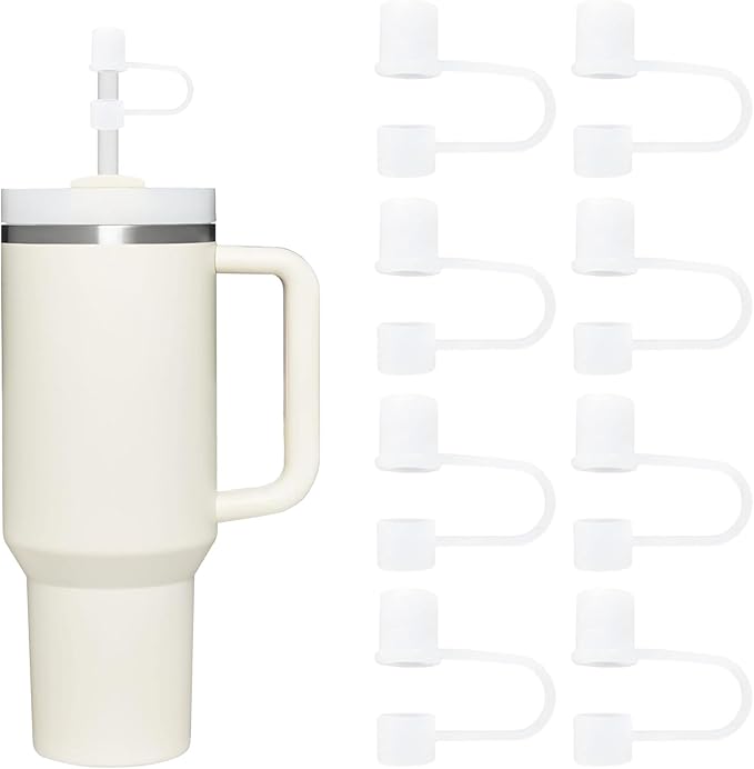 Straw Toppers for 10mm/0.39inch Diameter Straw Cover, compatable for Stanley/Owala Tumblers, Food Grade Silicone. (8pcs-Basics-Clear)