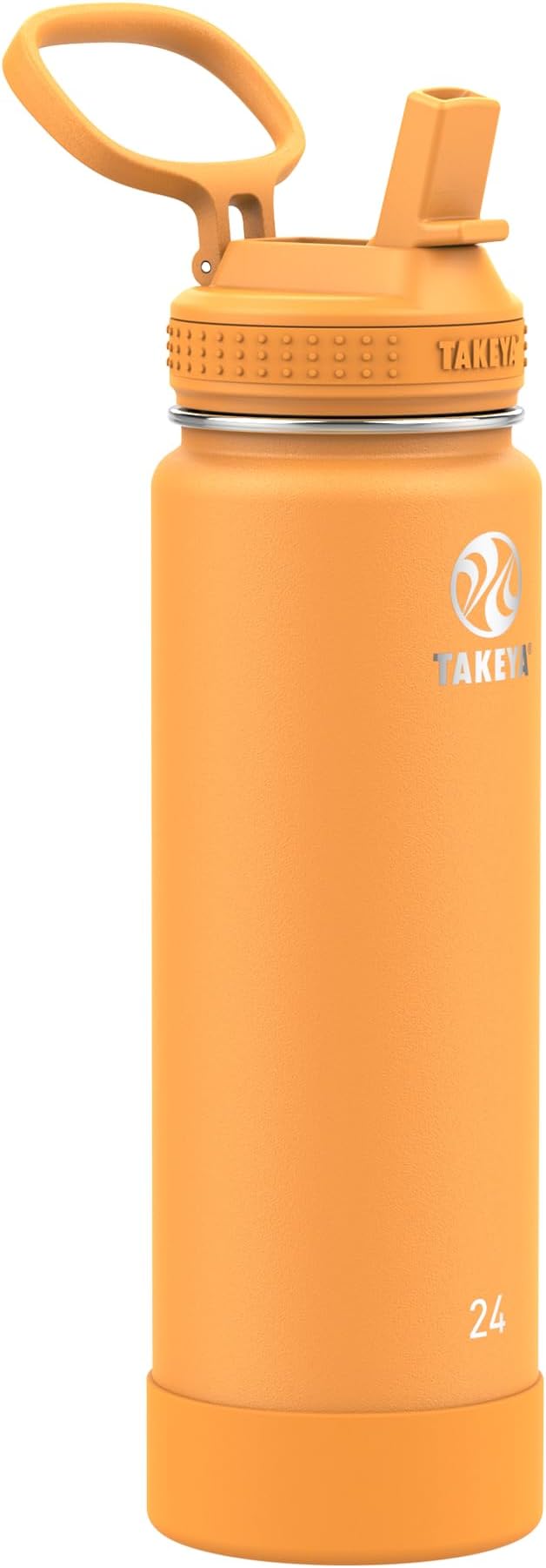 Takeya Actives 24 oz Water Bottle with Straw Lid - Double Wall Stainless Steel Insulation - Dishwasher Safe & BPA-Free - Removable Bumper - Honeycomb