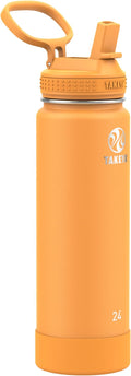 Takeya Actives 24 oz Water Bottle with Straw Lid - Double Wall Stainless Steel Insulation - Dishwasher Safe & BPA-Free - Removable Bumper - Honeycomb