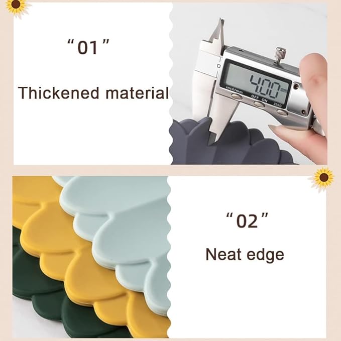 Heat-Resistant Silicone Trivet Mats, Non-Slip Hot Plate Holder for Kitchen Countertops & Dining Table, Reusable Pot Holder Pad with Secure Grip, Dishwasher Safe (Yellow, Diameter: 30cm/11.81")