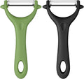 AUAUY 2PCS Potato Peeler, Y-Shaped Swivel Vegetable Peeler, Fruit Peeler for Kitchen, Non-Slip Grip Peeler, Ergonomic Handle Sharp Blade Stainless Steel Peeler（Green, Black）