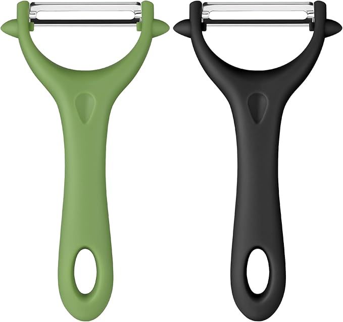 AUAUY 2PCS Potato Peeler, Y-Shaped Swivel Vegetable Peeler, Fruit Peeler for Kitchen, Non-Slip Grip Peeler, Ergonomic Handle Sharp Blade Stainless Steel Peeler（Green, Black）