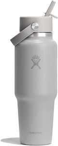 Hydro Flask Travel Water Bottle - Insulated Stainless Steel - Wide Straw Lid, Non Spill, Leakproof in 32 Oz Birch Gray
