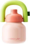 CHAKO LAB Water Bottle with Straw and Carry Handle | Wide Mouth vacuum insulated stainless steel Bottles | Reusable, leak-proof and BPA-free | 33oz (Pink&Green)