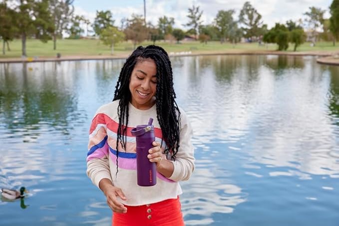 Stanley IceFlow Flip Straw 2.0 Water Bottle 36 oz | Built-In Straw with Larger Opening | Lightweight and Leak Resistant | Insulated Stainless Steel | BPA-Free | Meadow