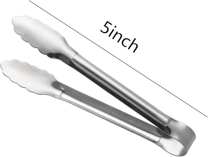 Serving Tongs, Stainless Steel Kitchen Cooking Food Buffet Mini Salad Appetizer Tong Small, Set of 12