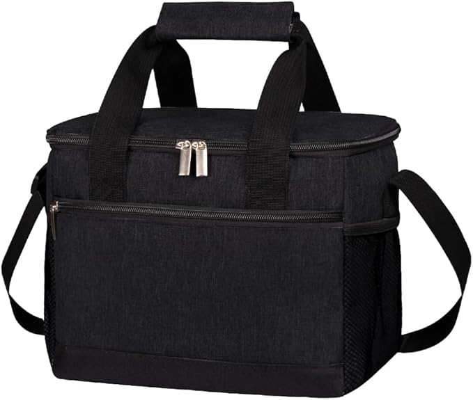 iknoe Insulated Lunch Bag, Foldable 8.5L Cooler Bag for Men & Women, Leakproof Thermal Design, Great for Office, Picnic, Travel, Lunch Box, Black without logo