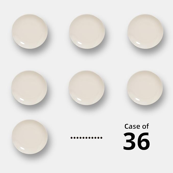 Stoneware Coupe Commercial Grade Dinnerware, Ivory(America White) Plate 6.5", Case of 36