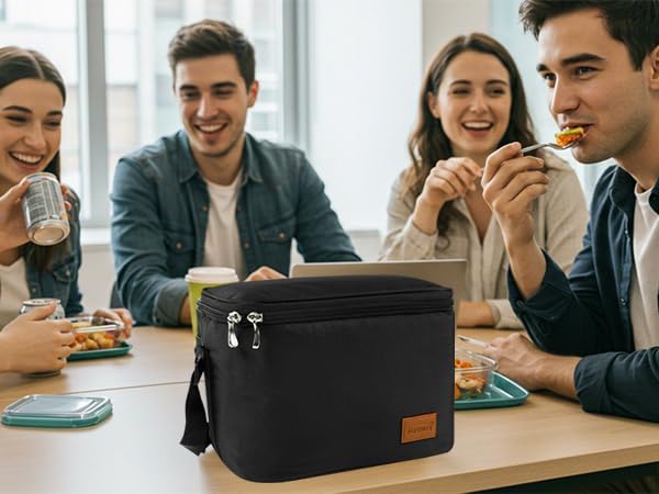 Aosbos Lunch Box for Men, Insulated Lunch Bag Adults, Leakproof Cooler Lunch Boxes, Reusable Food Containers, 7.5L Loncheras Para Hombres, Honeycomb Black