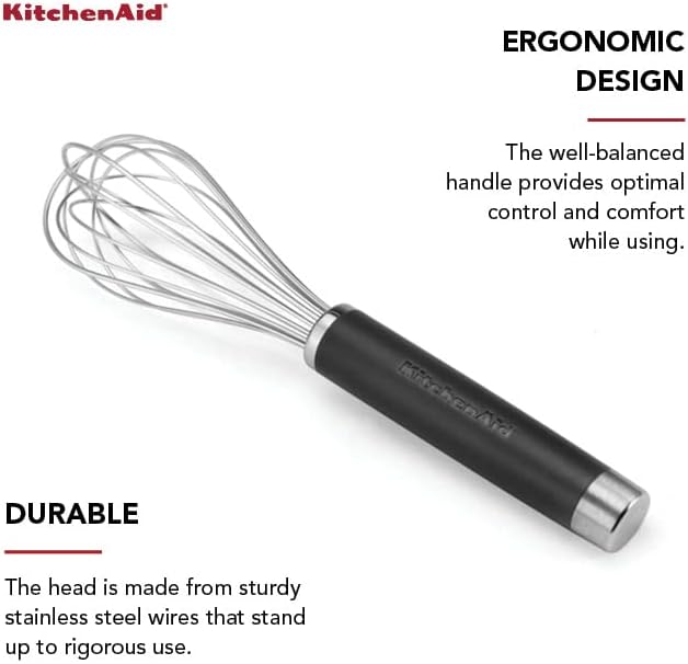 KitchenAid Gourmet Utility Whisk, 10.5-Inch, Matte Black