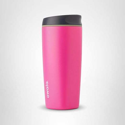 Owala SmoothSip Insulated Stainless Steel Coffee Tumbler, Reusable Iced Coffee Cup, Hot Coffee Travel Mug, BPA Free, 20 oz, Pink (Watermelon Breeze)