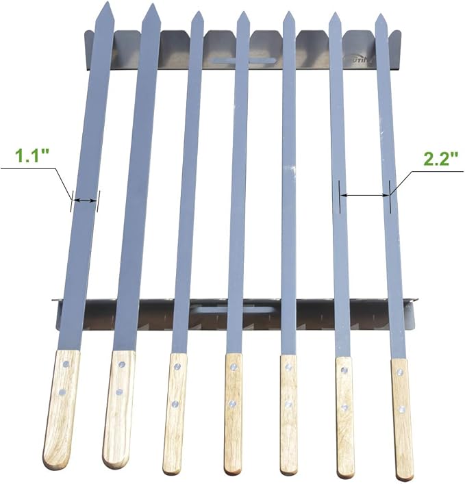 Goutime Stainless Steel Shish Kabob Skewer Rack with Storage Bag, Universal Barbecue BBQ Skewers Holder for Grill
