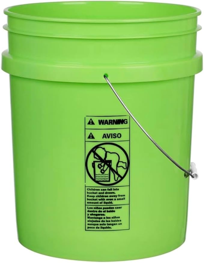House Naturals 5 Gallon Premium HPDE Plastic Bucket - Made in USA Food Grade Storage Container, BPA Free All Purpose Pail (1, Lime)