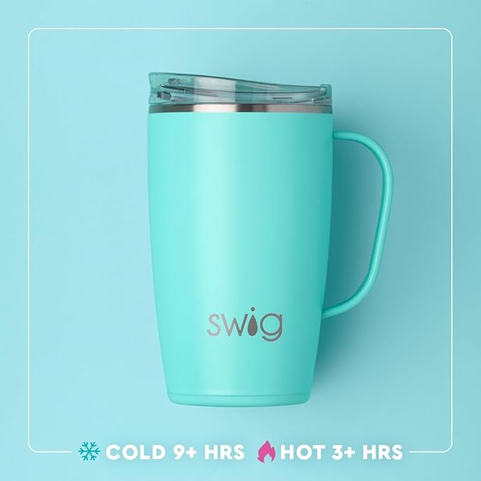 Swig Life 18oz Travel Mug, Insulated Tumbler with Handle and Lid, Cup Holder Friendly, Dishwasher Safe, Stainless Steel, Travel Coffee Cup, Nurse Gifts for Women (Scrub Life)