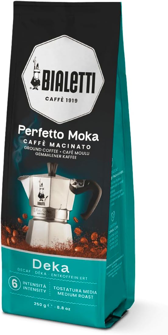 Bialetti - Perfetto Moka Deka: Medium Roasting Ground Coffee, Cereals Aroma, 8.8 Oz - 250g, Bag with Flavour-Saving Valve
