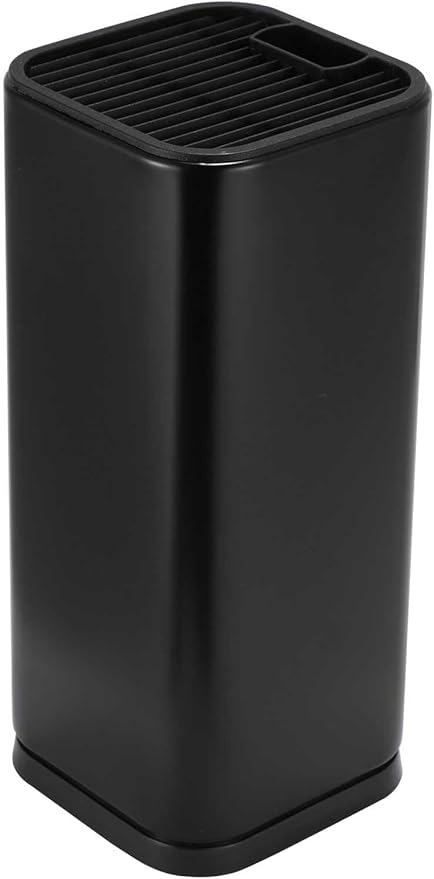 Dura Living Universal Knife Block Holder, Stainless Steel Knife Stand Without Knives, Safe Space Saver Stable Knife Storage with Scissors Slot, Detachable for Easy Cleaning, Kitchen Organizer, Black
