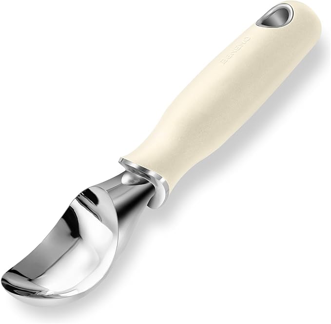 Beneno Heavy Duty Ice Cream Scoop - Upgraded Anti-Fracture Design, Comfortable Grip Long Handle, Effortless Scooping & Dishwasher Safe, Cream