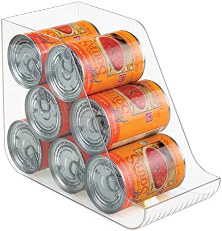 mDesign Plastic Kitchen Storage Organizer Bins for Pantry, Fridge, or Freezer Organization - Cabinet Organizer Holder for Canned Food, Soup Can, Soda or Water Bottle, Ligne Collection, Clear