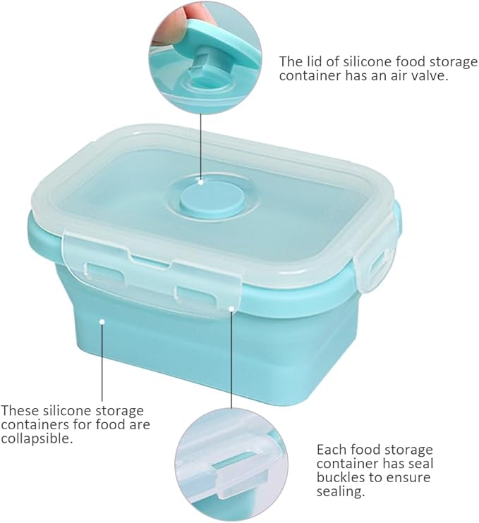 Alimat PluS 11.8oz Small Silicone Collapsible Food Storage Containers With Lids, 3 Pack Set 350ml Collapsible Food Storage Containers with Lids, Travel Food Containers for Outdoor and Kitchen