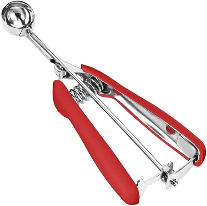 Cookie Scoop, 18/8 Stainless Steel Cookie Scooper, Mini Cookie Scoops for Baking, 1Tsp/5ml/ 0.17oz Tbsp Cookie Dough Scoop, Melon Scooper with Trigger Release, Cookie Scooper for Baking(Red)