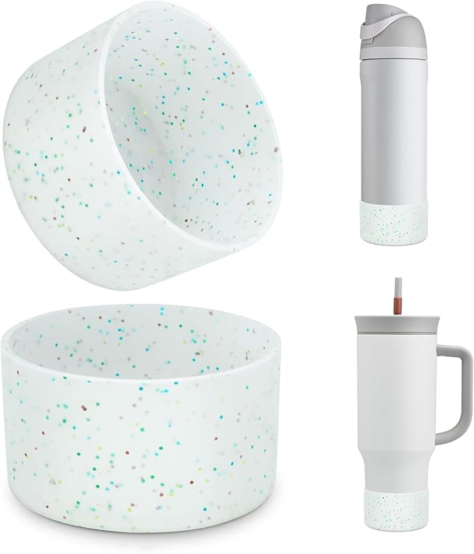 2 PCS Glitter Silicone Boot for Owala Water Bottle, Anti-Slip Protective Sleeve for FreeSip/Twist/Flip Stainless Steel Water Bottles Accessories
