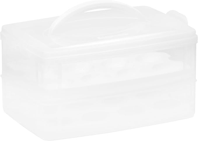 Snapware (2-Layer, 24 Eggs Plastic Detachable Deviled Egg Carrier Storage Container With Lid and Handle, Freezer Dishwasher Microwave Safe (Pack of 6)