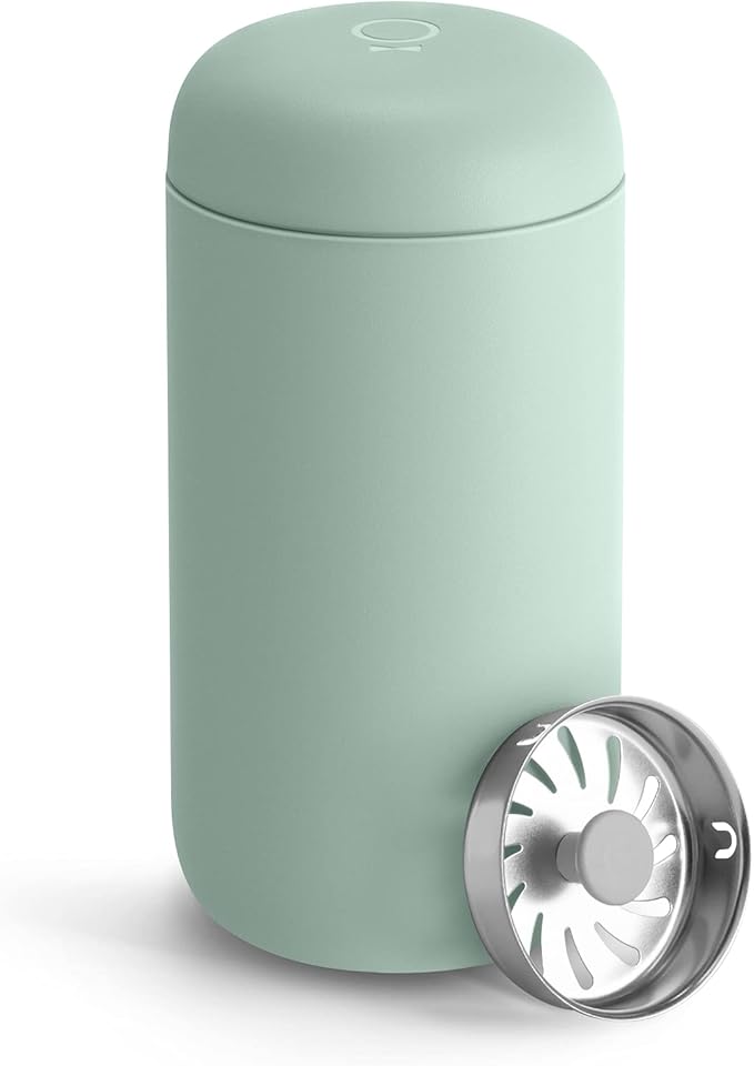 Fellow 12 oz Carter Move Travel Mug - Vacuum-Insulated Stainless Steel Travel Coffee Mug - Coffee Tumbler with Ceramic Interior and Splash Guard - Mint Chip