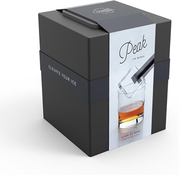 W&P Large Clear Cocktail Ice Mold - Craft Large, Flawless Ice Cubes for Cocktails, Drinks & Whiskey Premium Silicone Ice Mold BPA-Free, Easy-Release Square Ice Tray