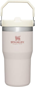 Stanley IceFlow Flip Straw Tumbler with Handle 20 oz | Twist On Lid and Flip Up Straw | Leak Resistant Water Bottle | Insulated Stainless Steel |BPA-Free | Rose Quartz