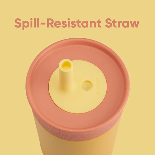 Owala Kids Insulation Stainless Steel Tumbler with Spill Resistant Flexible Straw, Easy to Clean, Kids Water Bottle, Great for Travel, Dishwasher Safe, 12 Oz, Navy and Blue (Home Base)