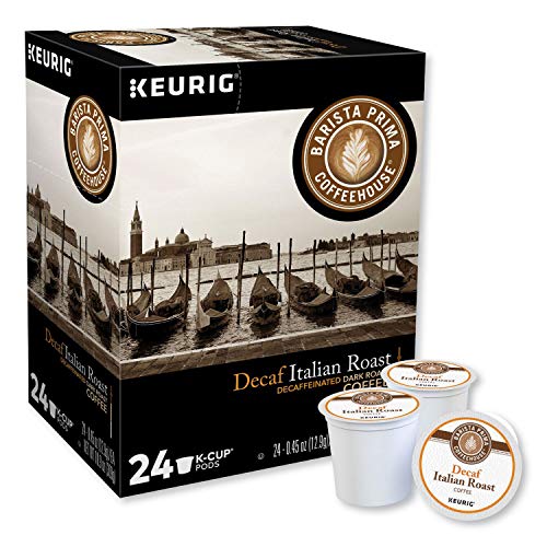 Barista Prima Coffeehouse Dark Roast Extra Bold K-Cup for Keurig Brewers, Decaf Italian Roast Coffee,4 pack of 24 cups each (96 count)